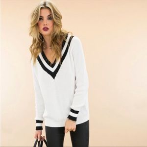 Nasty Gal | Varsity Deep V Neck Sweater | XS